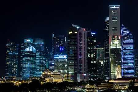 Dettaglio della City di Singapore notturna